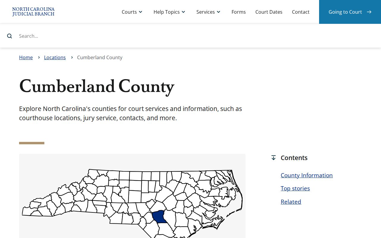 North Carolina Judicial Branch Cumberland County court services page