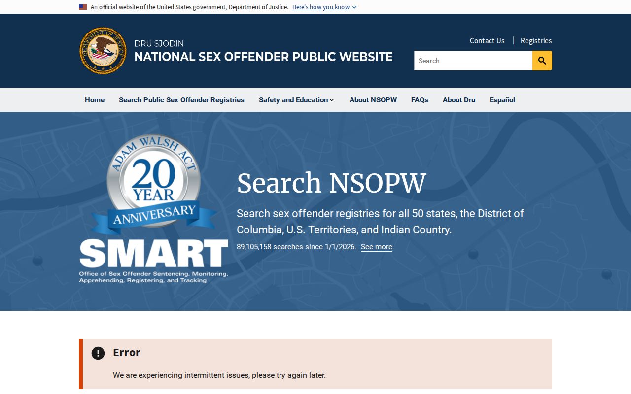 National search layer for Cumberland County sex offender registry checks