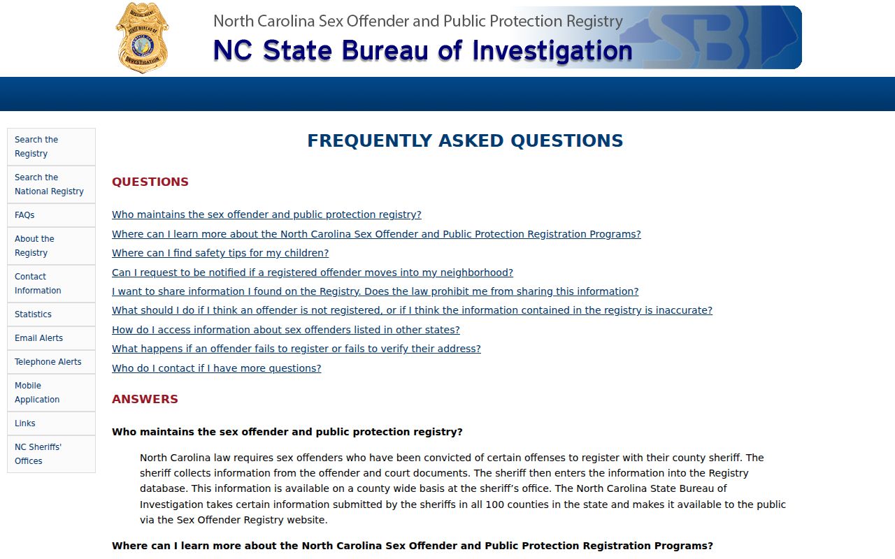 Cumberland County sex offender registry FAQ and identity warnings