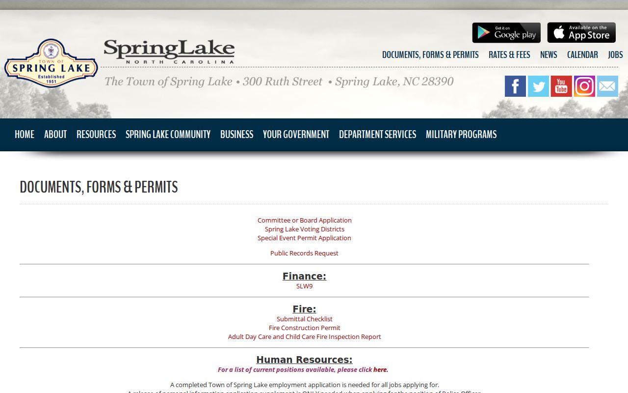 Spring Lake criminal record forms and documents